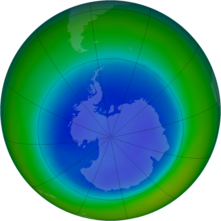 Antarctic ozone map for August 2000
